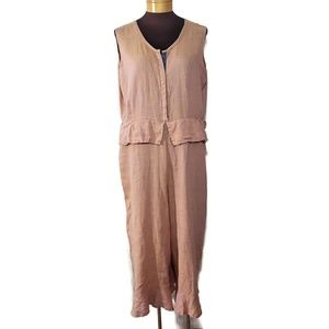 Flax 100% Linen Cropped Jumpsuit Overalls Romper